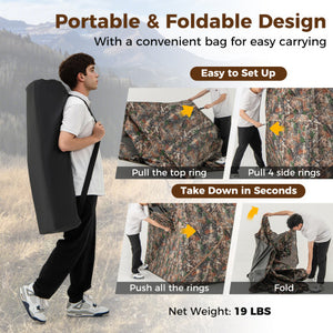 82 Inch Tall Hunting Blind 270 ° One Way See Through Ground Tent for 3-4 People