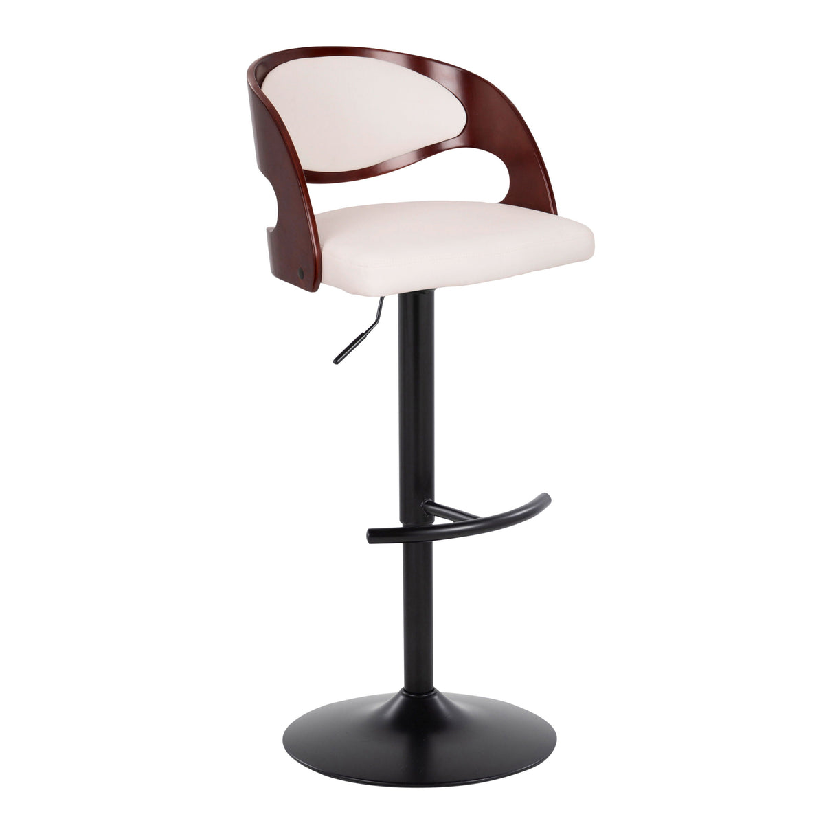 Pino - Mid Century Modern Adjustable Barstool With Swivel With Rounded T Footrest (Set of 2) by Couch.com