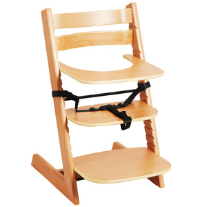 Wooden High Chair for Babies & Toddlers, Convertible Adjustable Feeding Chair, Eat & Grow High Chair with Tray, Grow with Kid Portable Baby Dining Booster Seat, Beech Wood Toddler Chair, Natural