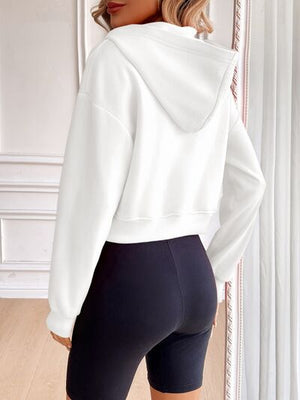 Relaxed Minimalist Zip-Up Dropped Shoulder Hooded Jacket Casual & Comfortable Lightweight Outerwear