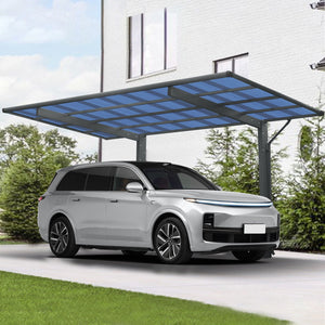Outdoor Carport, Single Carport Aluminum Metal Frame And Polycarbonate Panels Car Port For Outdoor Driveway Car, Truck - Charcoal by Couch.com