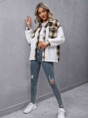Timeless Modern Plaid Collared Neck Button Down Jacket Casual Simple Jacket For Women Classic Jacket