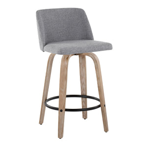 Toriano - Contemporary Fixed-Height Counter Stool & Swivel With Round Footrest (Set of 2) by Couch.com