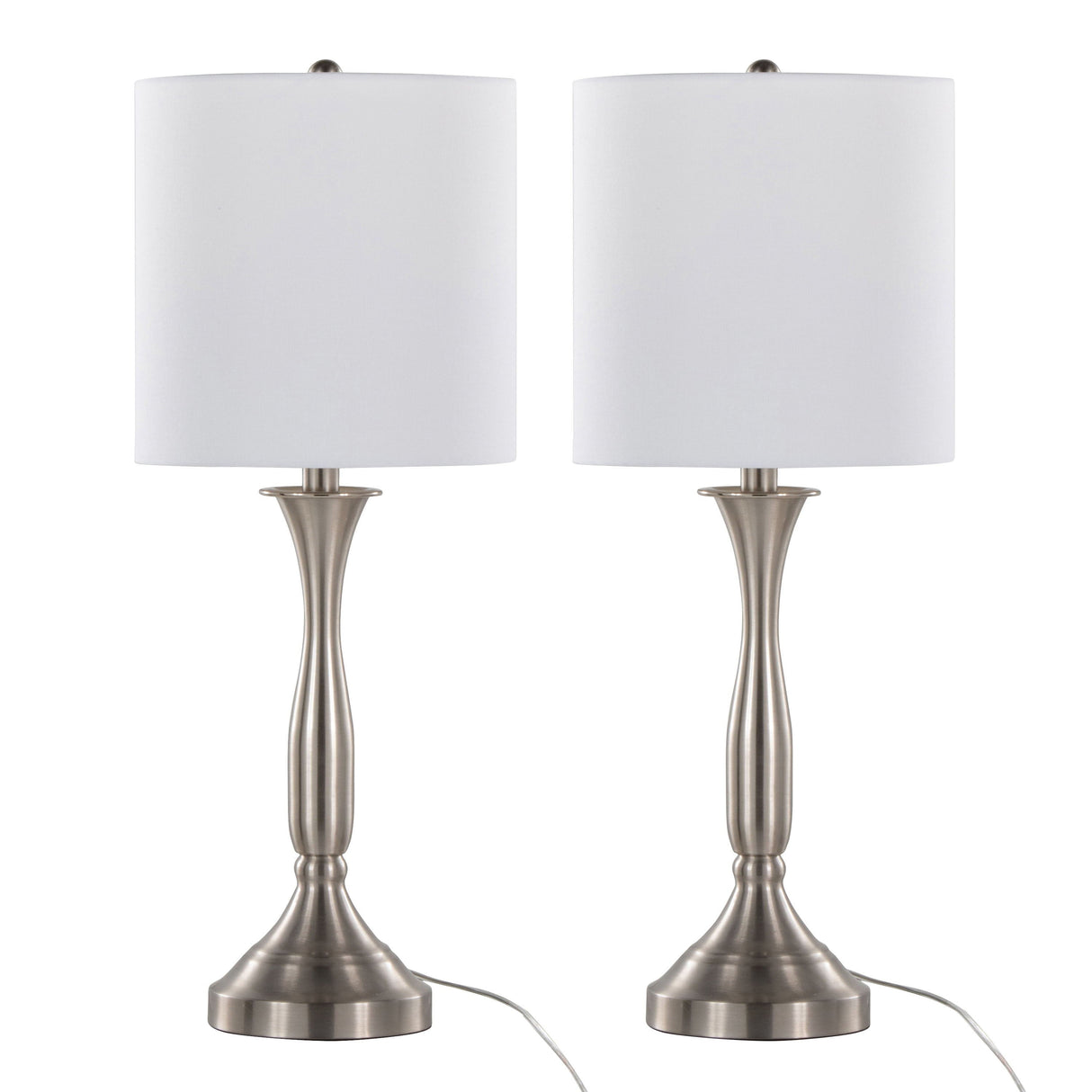 Sawyer - Contemporary Table Lamp (Set of 2) Built In USB Port - Nickel / White by Couch.com