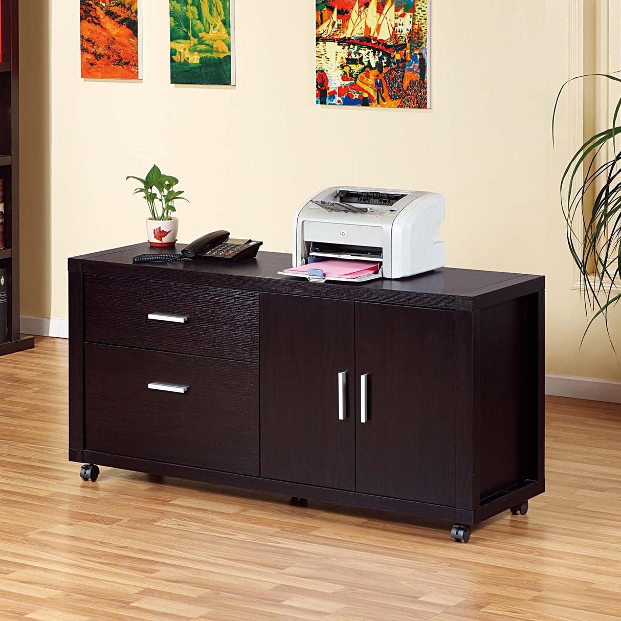 Home Office Mobile File Credenza With 2 Drawers, 2 Door Cabinet by Couch.com