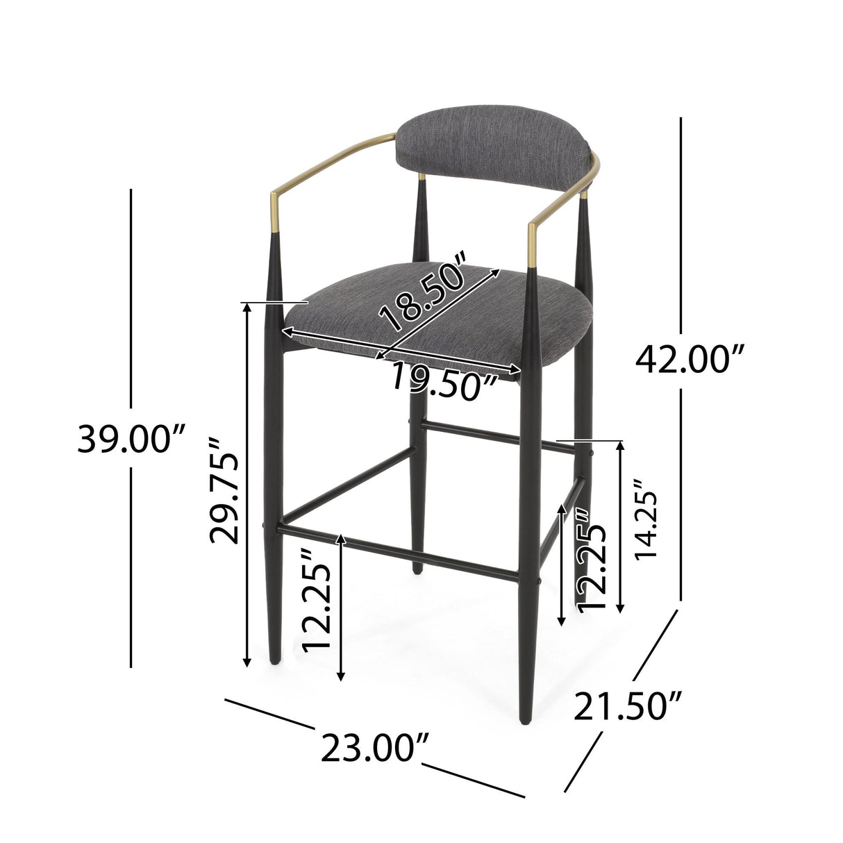 Upholstered Bar Stools With Backs For Kitchen Island (Set of 2)