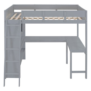 Modern Loft Bed With Desk And Shelves by Couch.com