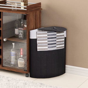 Corner Bamboo Hamper Laundry Basket-Natural