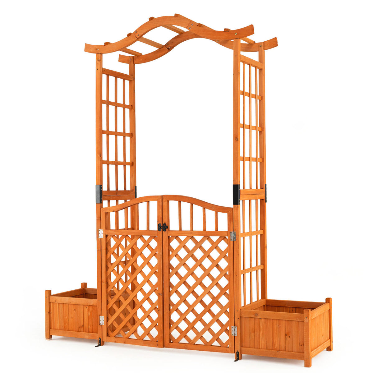 83" Garden Arbor with Gate and 2 Planter Boxes-Yellow