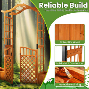 83" Garden Arbor with Gate and 2 Planter Boxes-Yellow
