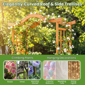 83" Garden Arbor with Gate and 2 Planter Boxes-Yellow