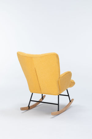 Couch.com Rocking Chair Nursery, Teddy Upholstered Glider Rocker With High Backrest, Reading Chair Modern Rocking Accent Chairs Glider Recliner For Living Room Yellow, Durable Design by Couch.com