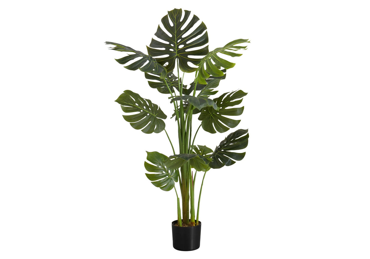 55" Tall, Artificial Plant, Monstera Tree, Indoor, Faux, Fake, Floor, Greenery, Potted, Real Touch, Decorative - Green / Black by Couch.com