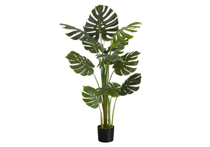 55" Tall, Artificial Plant, Monstera Tree, Indoor, Faux, Fake, Floor, Greenery, Potted, Real Touch, Decorative - Green / Black by Couch.com