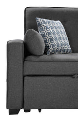 William - Modern Fabric Sleeper Sofa With 2 USB Charging Ports And 4 Accent Pillows - Gray by Couch.com