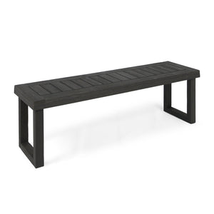 Realm - Outdoor Bench With Slat Panel Top And Base - Dark Gray by Couch.com