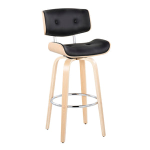 Lombardi - Mid Century Modern Fixed Height Barstool With Swivel With Round Footrest (Set of 2) by Couch.com