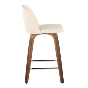 Toriano - Mid Century Modern Fixed Height Counter Stool With Swivel & Square Footrest (Set of 2) by Couch.com