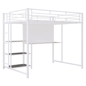 Metal Loft Bed With Desk, 3 Shelves And Ladder by Couch.com