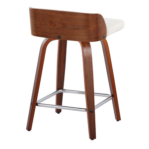 Maya - Mid Century Modern Fixed Height Counter Stool With Swivel With Square Footrest (Set of 2) by Couch.com