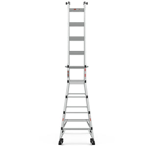 22' Aluminum Multi-Position Ladder With Wheels, 300 Lbs Weight Rating - Metallic Gray by Couch.com