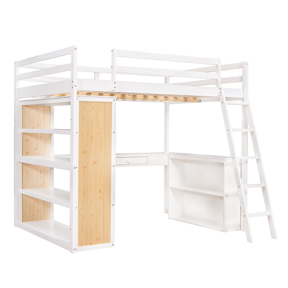 Loft Bed With Ladder, Shelves, And Desk by Couch.com