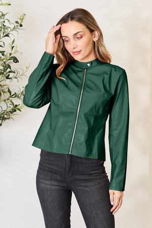 Women Classic Neck Zip-Up Jacket For Everyday Wear Elegant Girls Jacket
