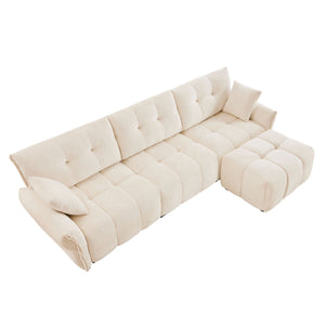 Elegant Sofa Set With Ottoman And Pillows, Textured Chenille, High Resilience Cushions by Couch.com