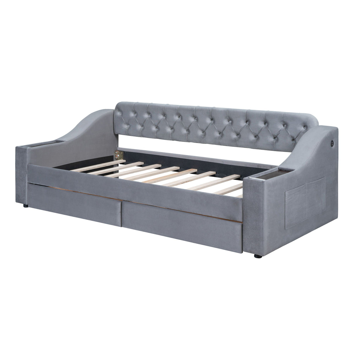 Upholstered Daybed With Storage Armrests And USB Port by Couch.com