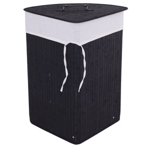 Corner Bamboo Hamper Laundry Basket-Natural