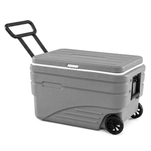 84 Quart Portable Wheeled Ice Cooler with Foldable Pull-Gray