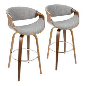 Curvini Mid - Century Modern Fixed Height Barstool With Swivel (Set of 2) by Couch.com