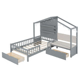 House Bed With Upholstered Sofa, Wireless Charging Station, Shelves And 2 Drawers by Couch.com