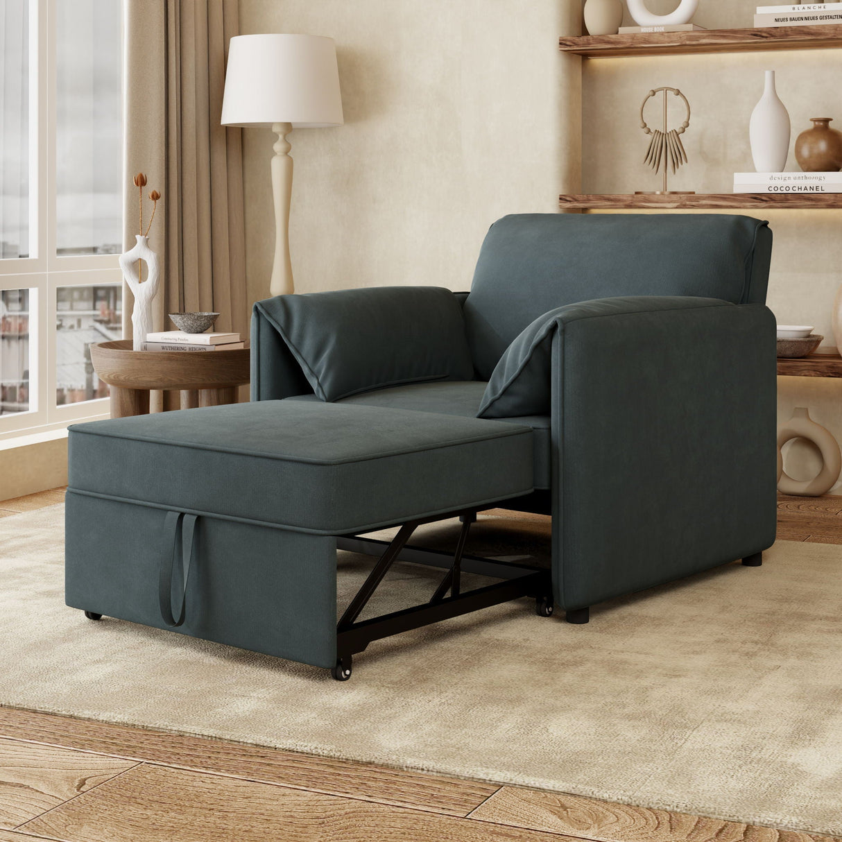 Convertible Pull Out Sofa Bed, 3 In 1 Convertible Sleeper Chair Adjustable Backrest With Thicked Cushions by Couch.com