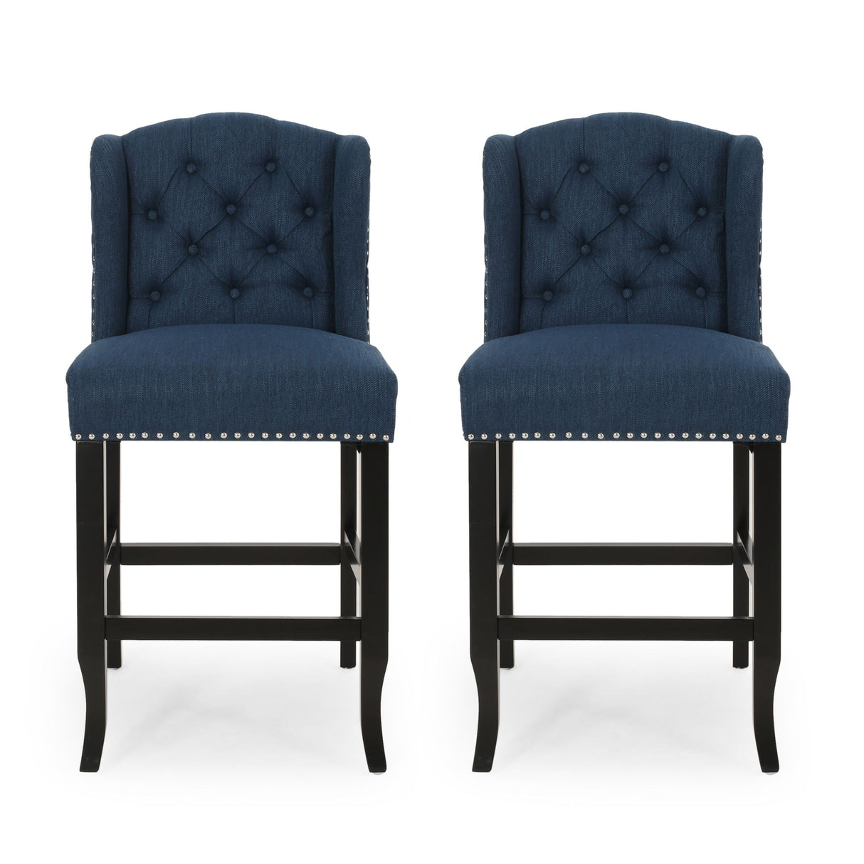 Solara - Fabric Tufted Counter Stool With Nailhead Accents (Set of 2) by Couch.com
