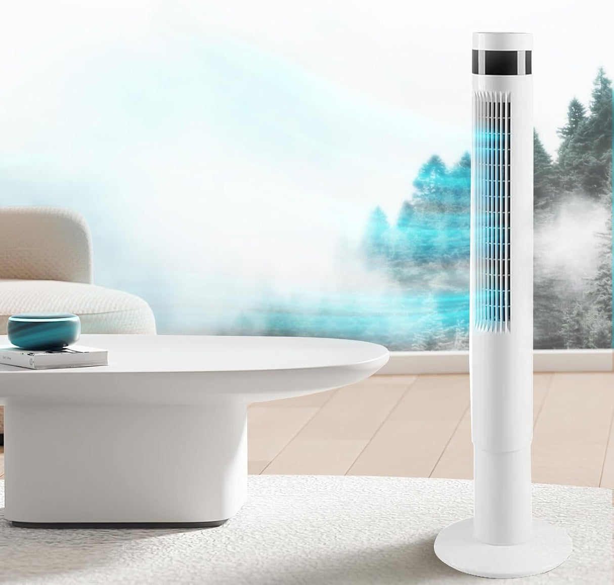 85° Oscillating Bladeless Tower Fan with 24ft/s Velocity