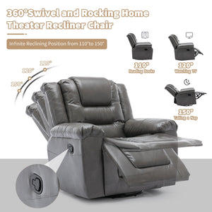 360° Swivel And Rocking Home Theater Recliner Manual Recliner Chair With Wide Armrest For Living Room by Couch.com