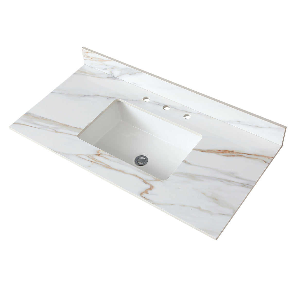 Vanity Top With Undermount Sink And Backsplash, Sintered Stone by Couch.com