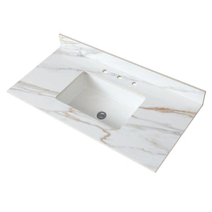 Vanity Top With Undermount Sink And Backsplash, Sintered Stone by Couch.com