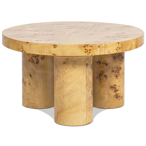 Nebula - Round Pillar Leg Coffee Table - Warm Natural Brown Burl by Couch.com