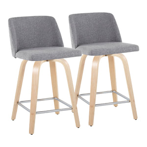 Toriano - Contemporary Fixed Height Counter Stool With Swivel With Square Footrest (Set of 2) by Couch.com
