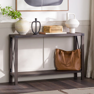 Farmhouse Metal X Table With Lower Shelf by Couch.com