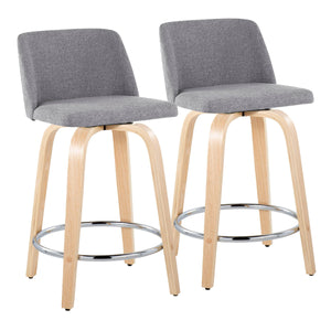 Toriano - Contemporary Fixed Height Counter Stool & Swivel And Round Footrest (Set of 2) by Couch.com