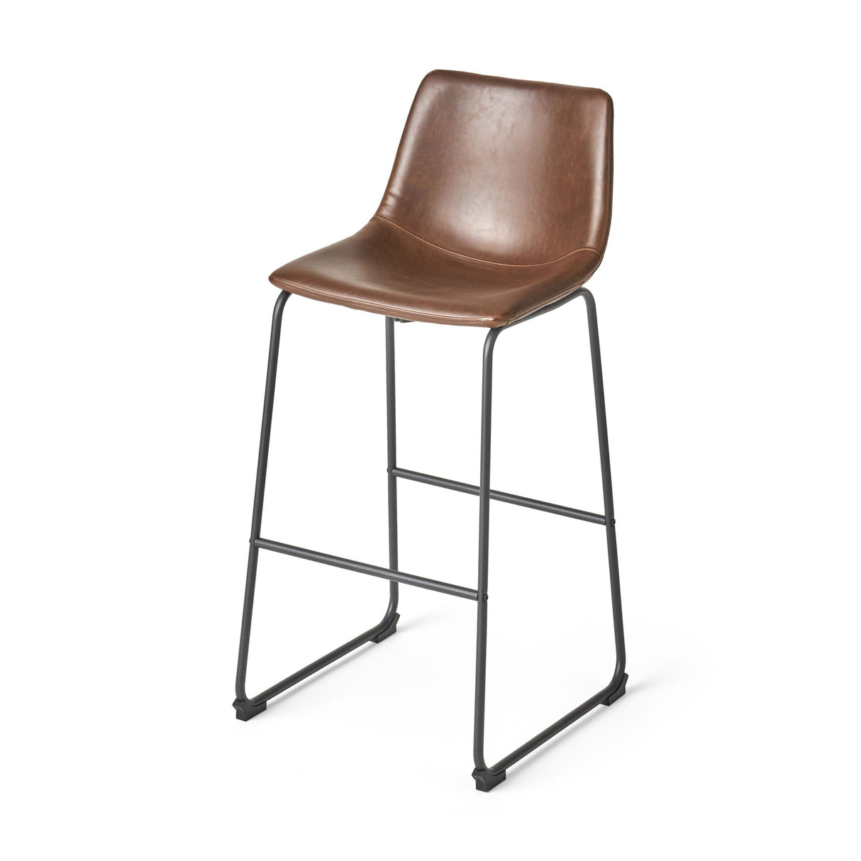 Barstool With Upholstery And Foot Rail - Vintage Brown by Couch.com