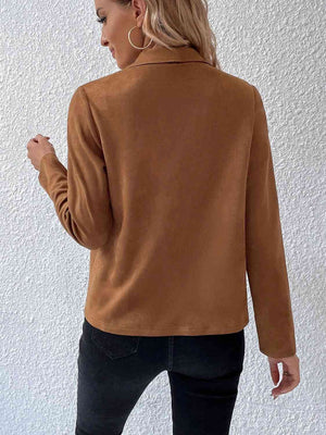 Classic Minimalist Collared Long Sleeve Jacket for Women – Minimalist & Lightweight Everyday Outerwear