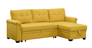 Lucca - Linen Reversible Sleeper Sectional Sofa With Storage Chaise by Couch.com