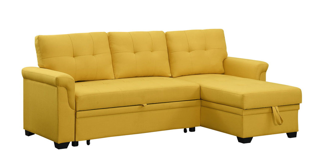 Lucca - Linen Reversible Sleeper Sectional Sofa With Storage Chaise by Couch.com