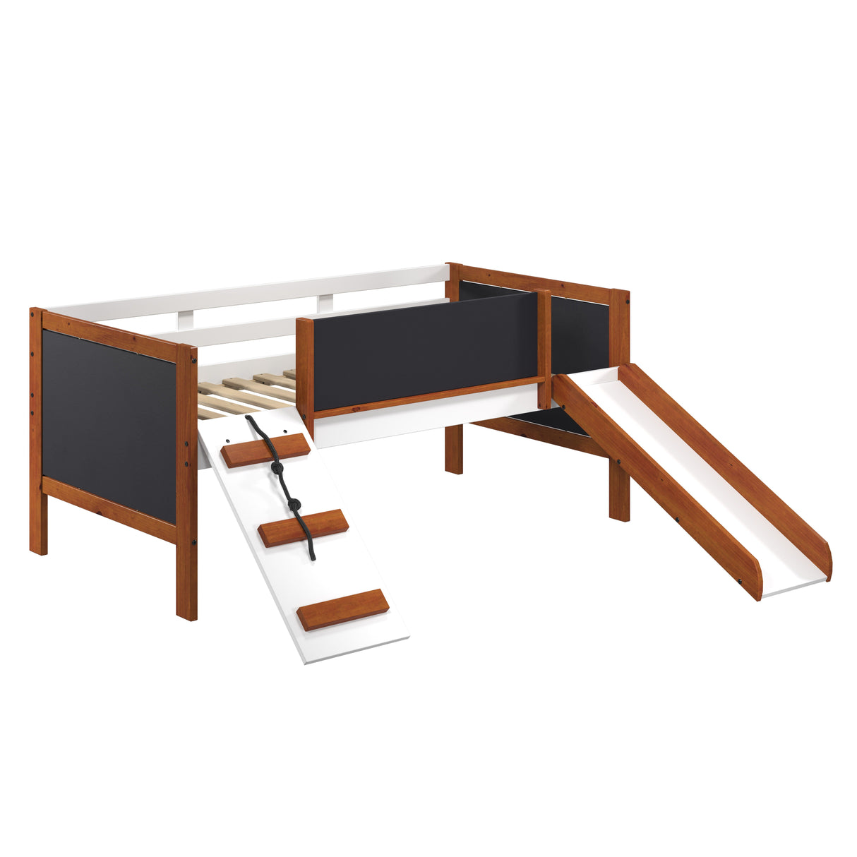 Aurea - Twin Loft Bed With Slide Slats Ststem Included - Cherry Oak / White by Couch.com