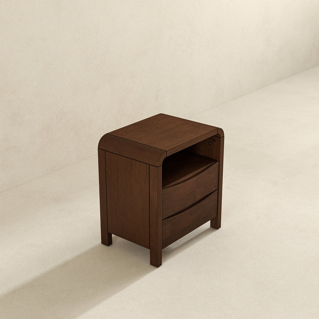 Lionel - Mid-Century Modern Nightstand 2 Drawer - Brown by Couch.com