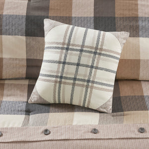 7 Piece Herringbone Comforter Set Neutral King